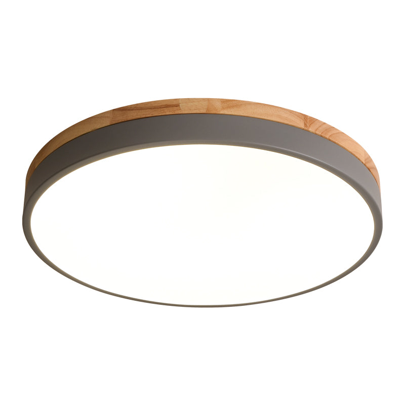 Round Wooden Flush Mount LED Ceiling Light