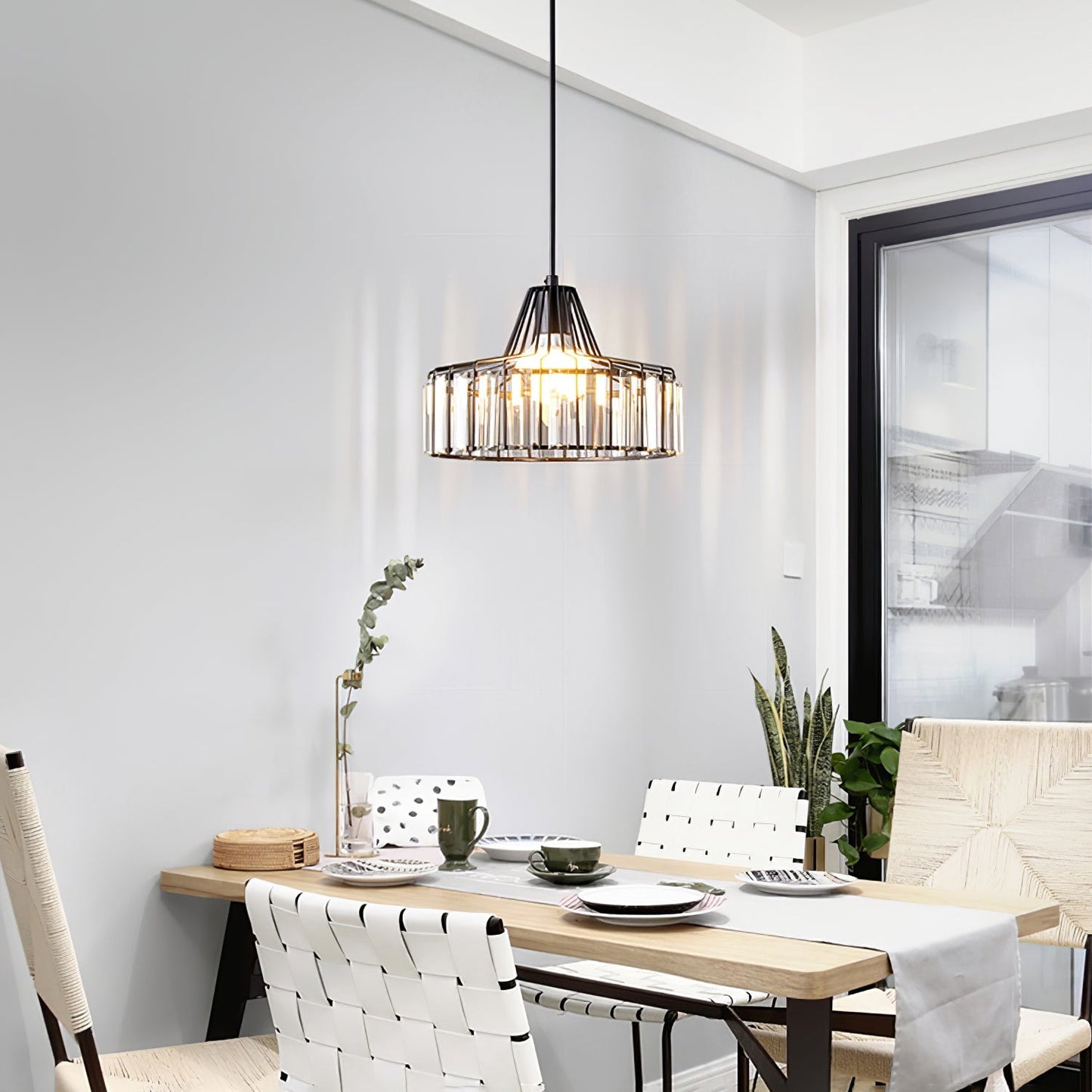 Black Modern Crystal Hanging Pendant Light