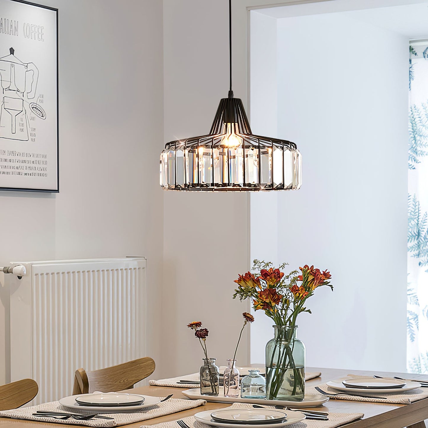 Black Modern Crystal Hanging Pendant Light