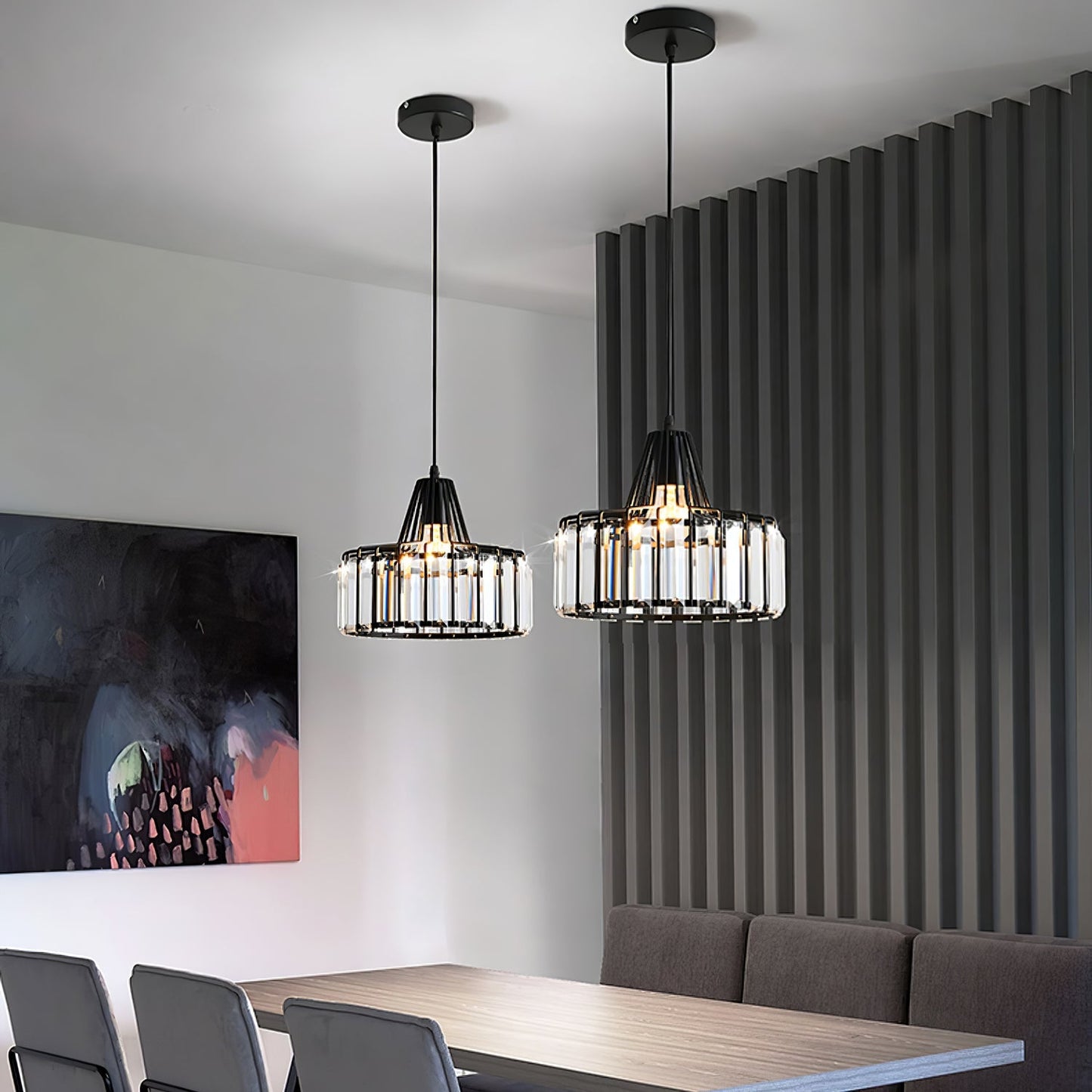Black Modern Crystal Hanging Pendant Light