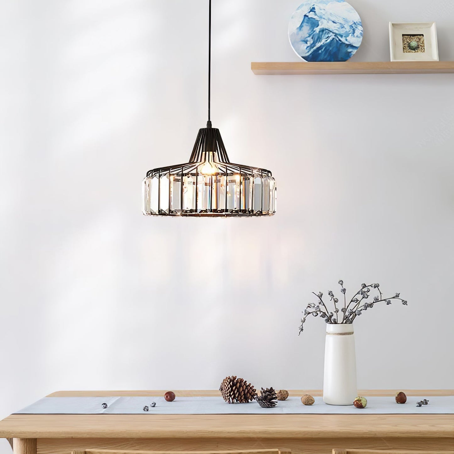 Black Modern Crystal Hanging Pendant Light