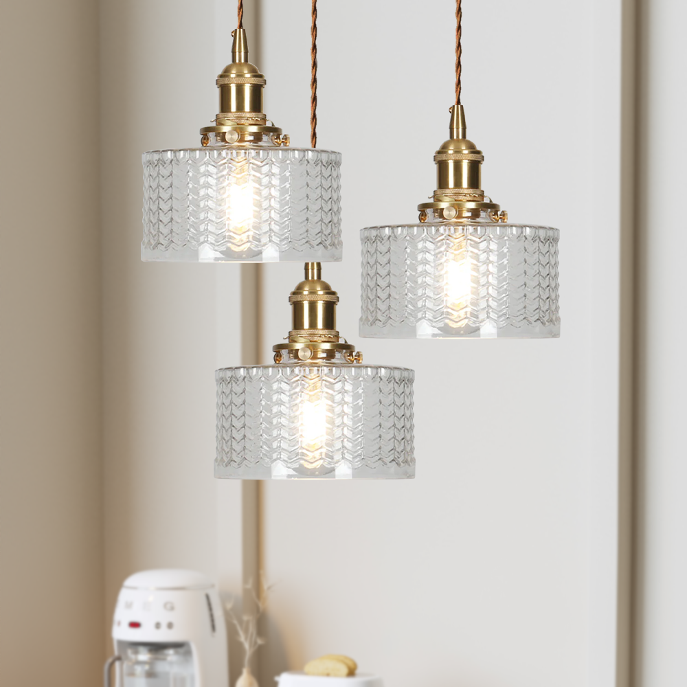 Vintage Cylinder Glass Pendant Light
