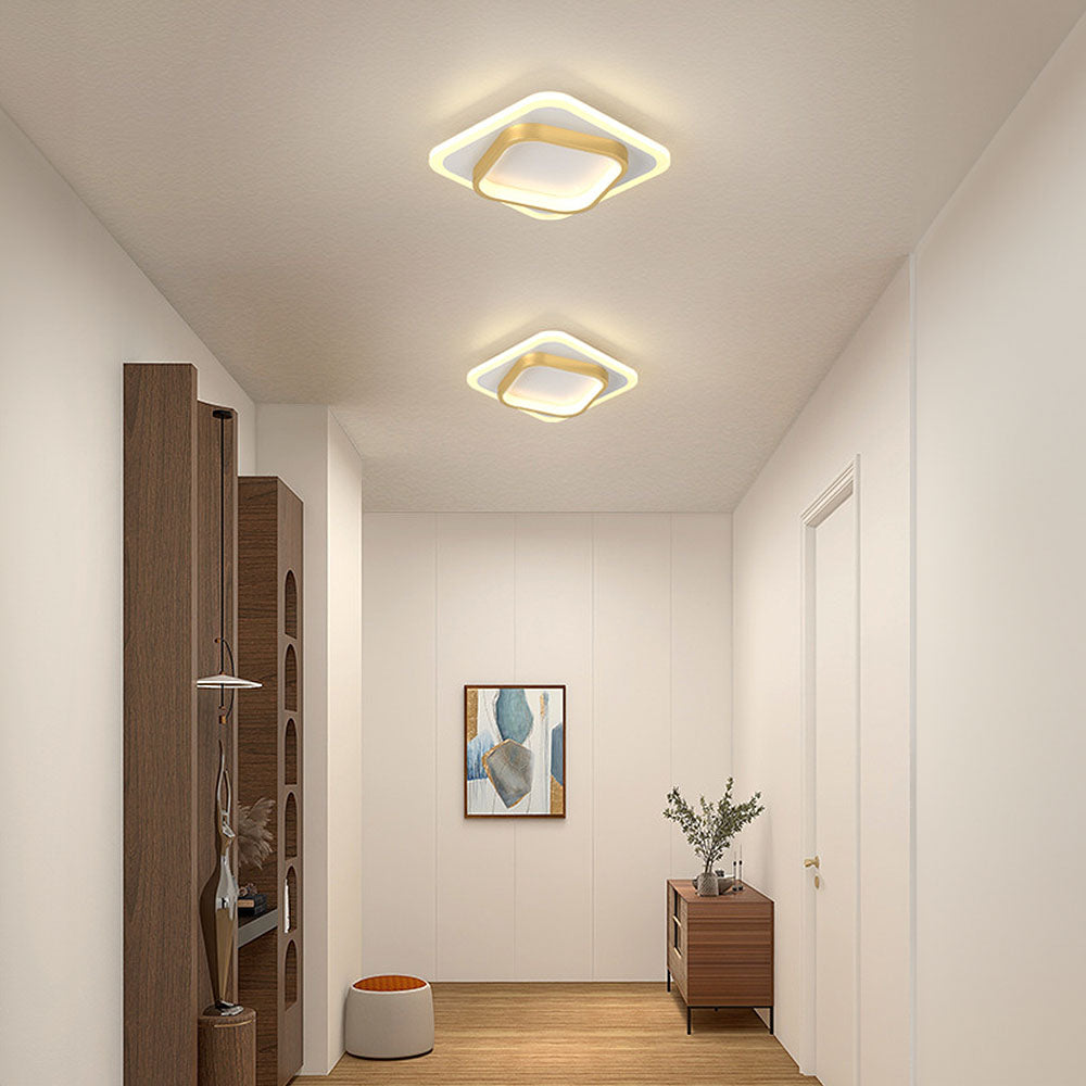 Gold Square LED Living Room Ceiling Light