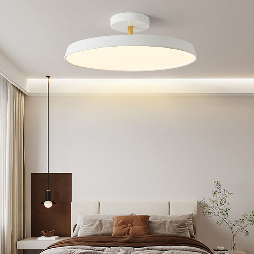 Minimalist White LED Semi-Flush Ceiling Light