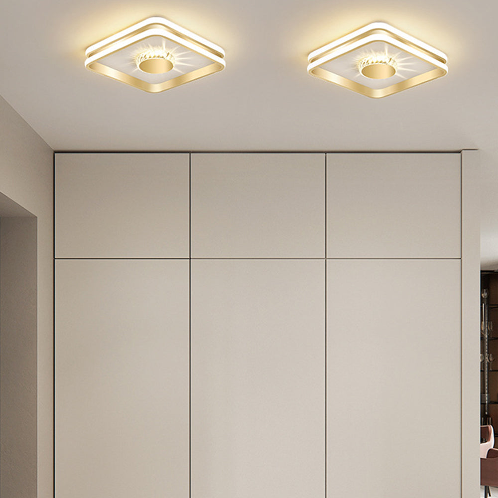 Gold Crystal LED Hallway Ceiling Light