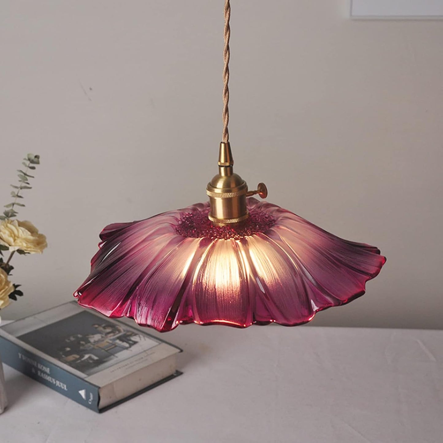 Retro Glass Flower Pendant Light For Dining Room