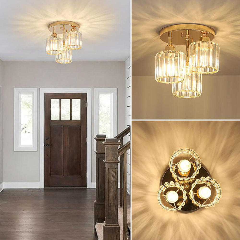 Modern Crystal Semi Flush Mount Bedroom Ceiling Light