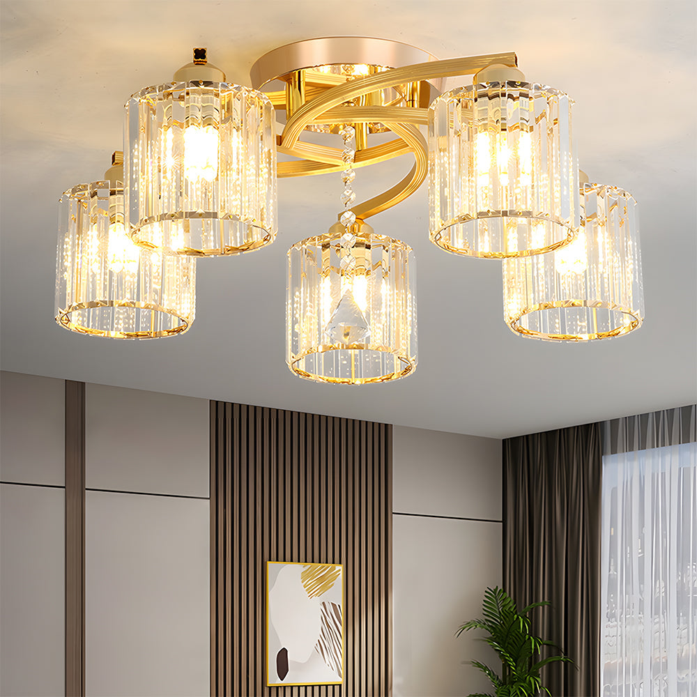 Crystal Luxury Semi Flush Ceiling Light