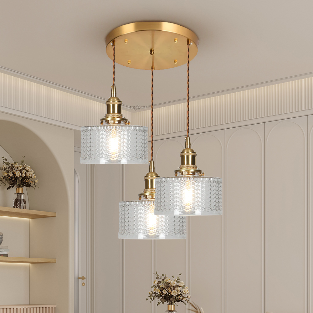 Vintage Cylinder Glass Pendant Light