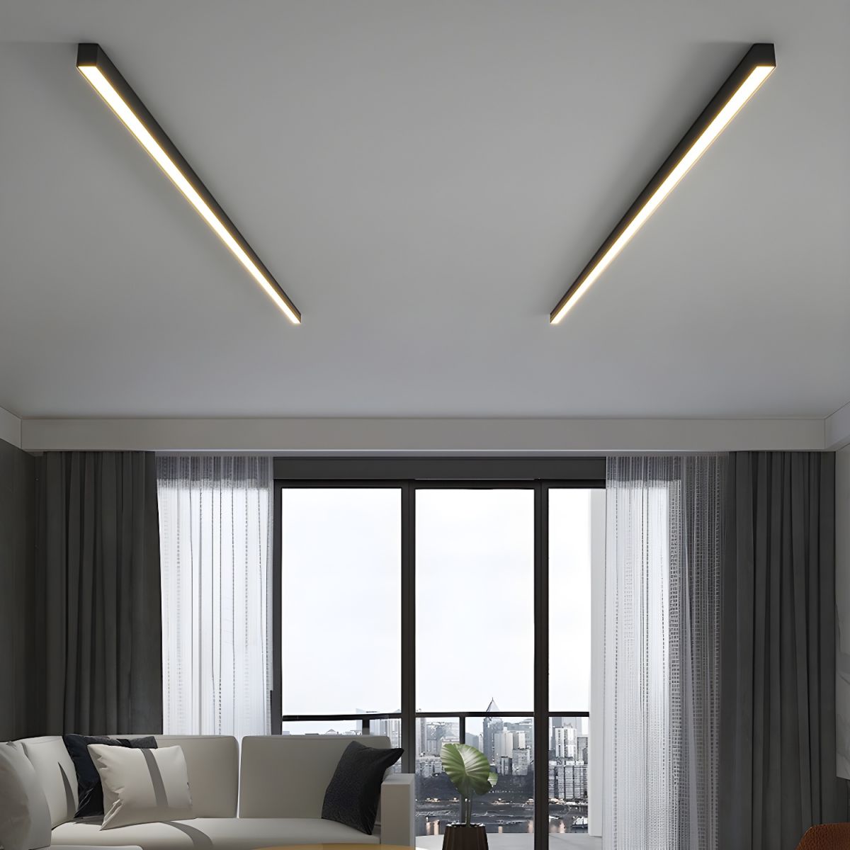 Contemporary Minimalist Long Strip LED Ceiling Lamp