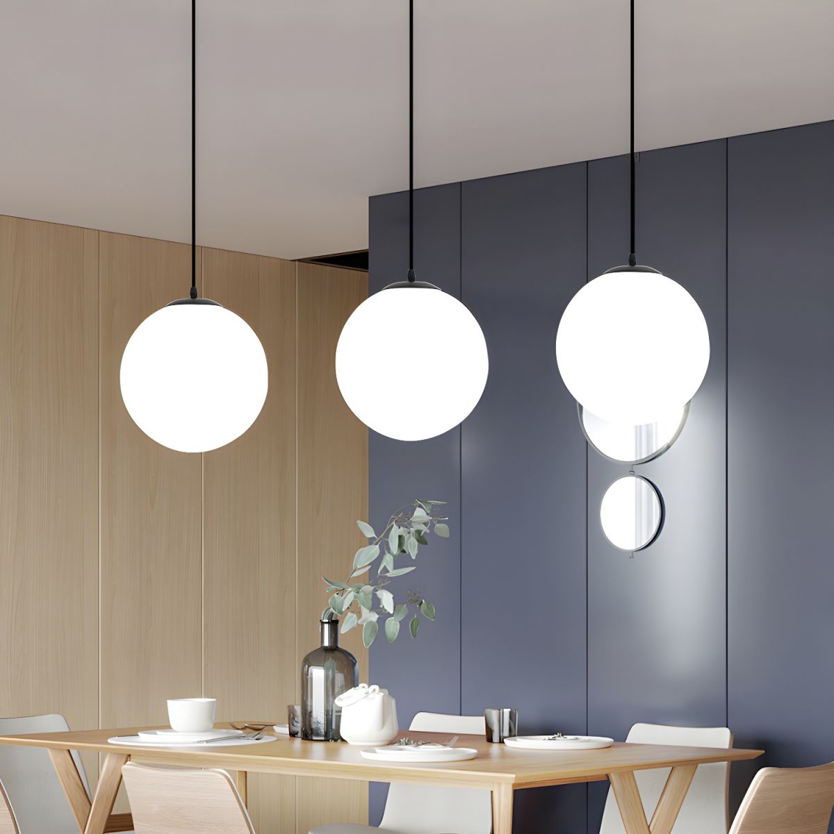 Simple Glass 1 Head Restaurant Pendant Light