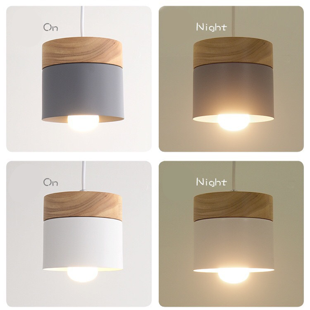 Wood Nordic Cylindrical Suspension Lamp