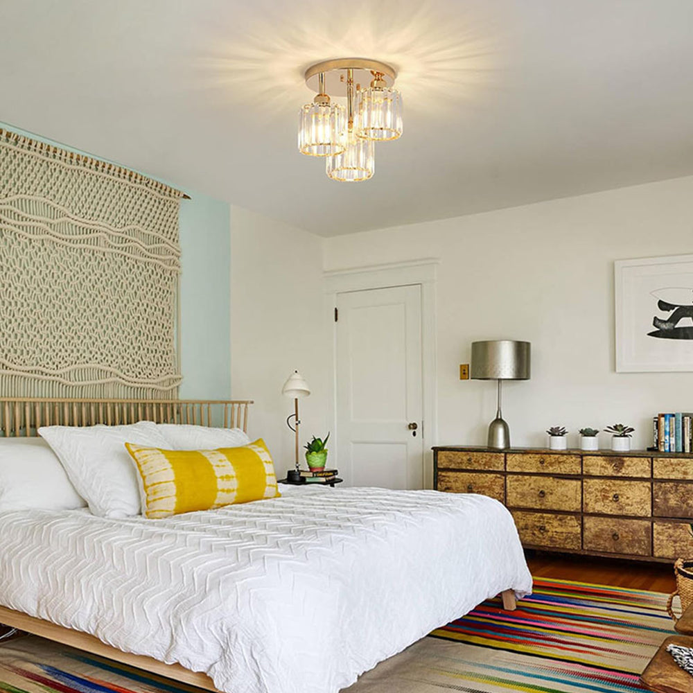 Modern Crystal Semi Flush Mount Bedroom Ceiling Light