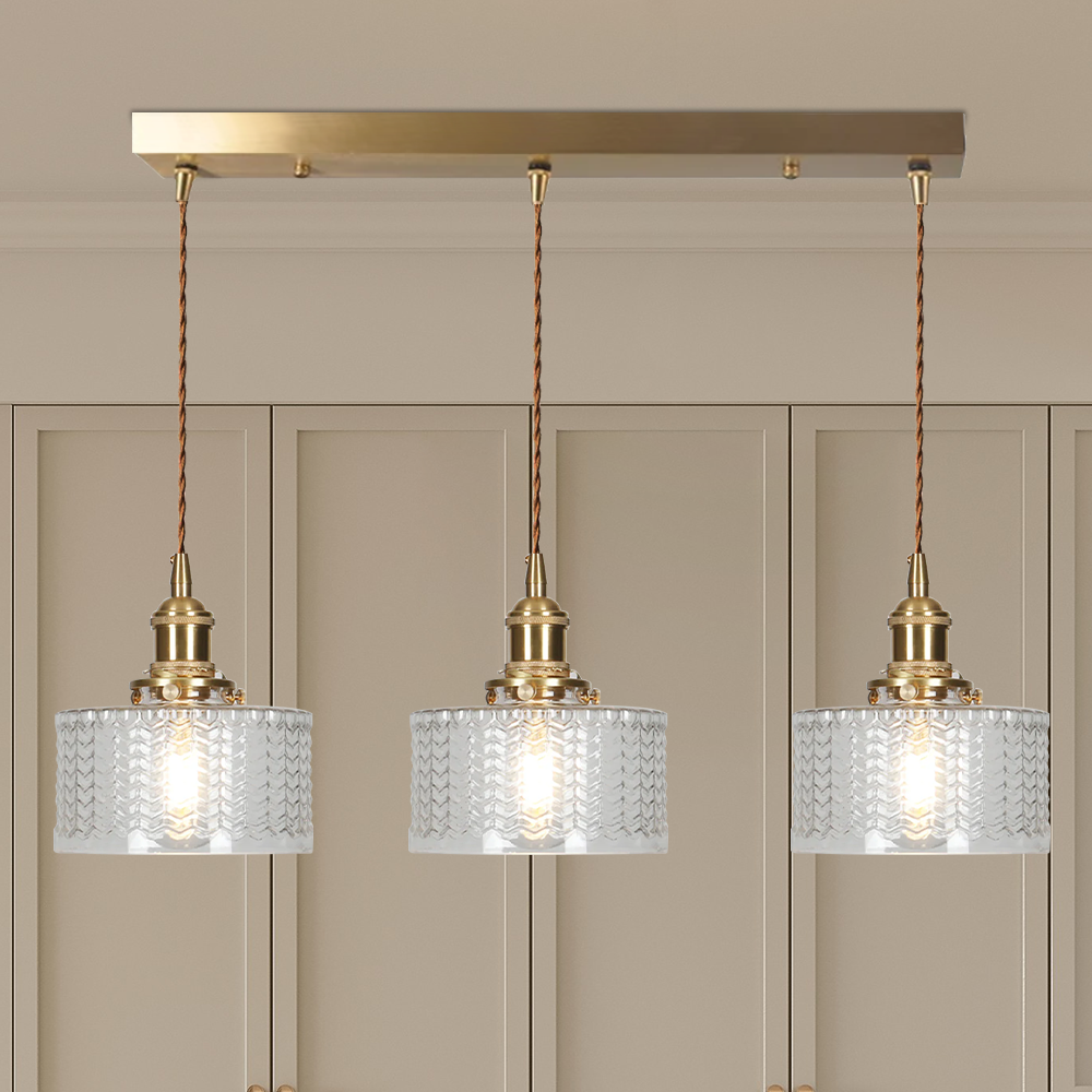 Vintage Cylinder Glass Pendant Light