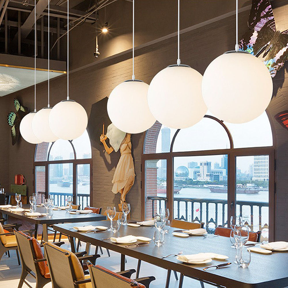 Simple Glass 1 Head Restaurant Pendant Light