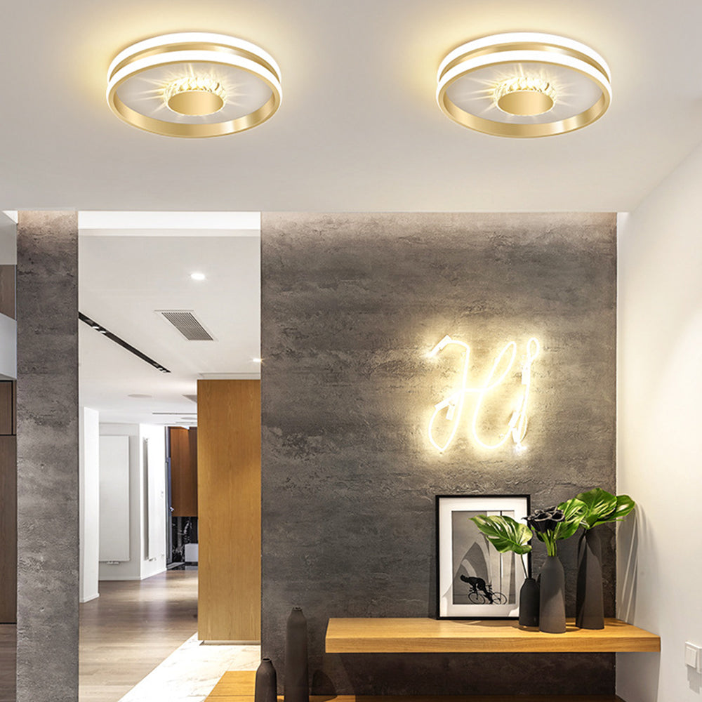 Gold Crystal LED Hallway Ceiling Light