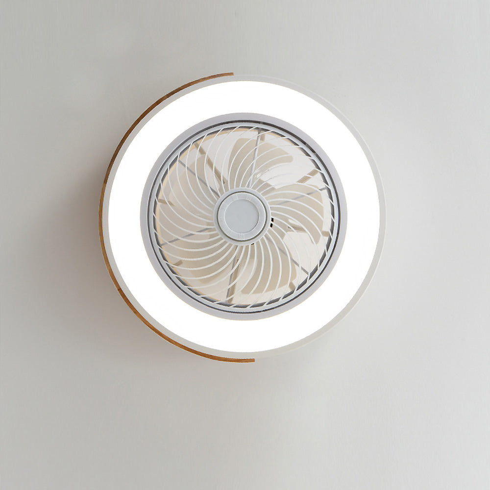 Round Modern Wood Ceiling Fans With LED Lights
