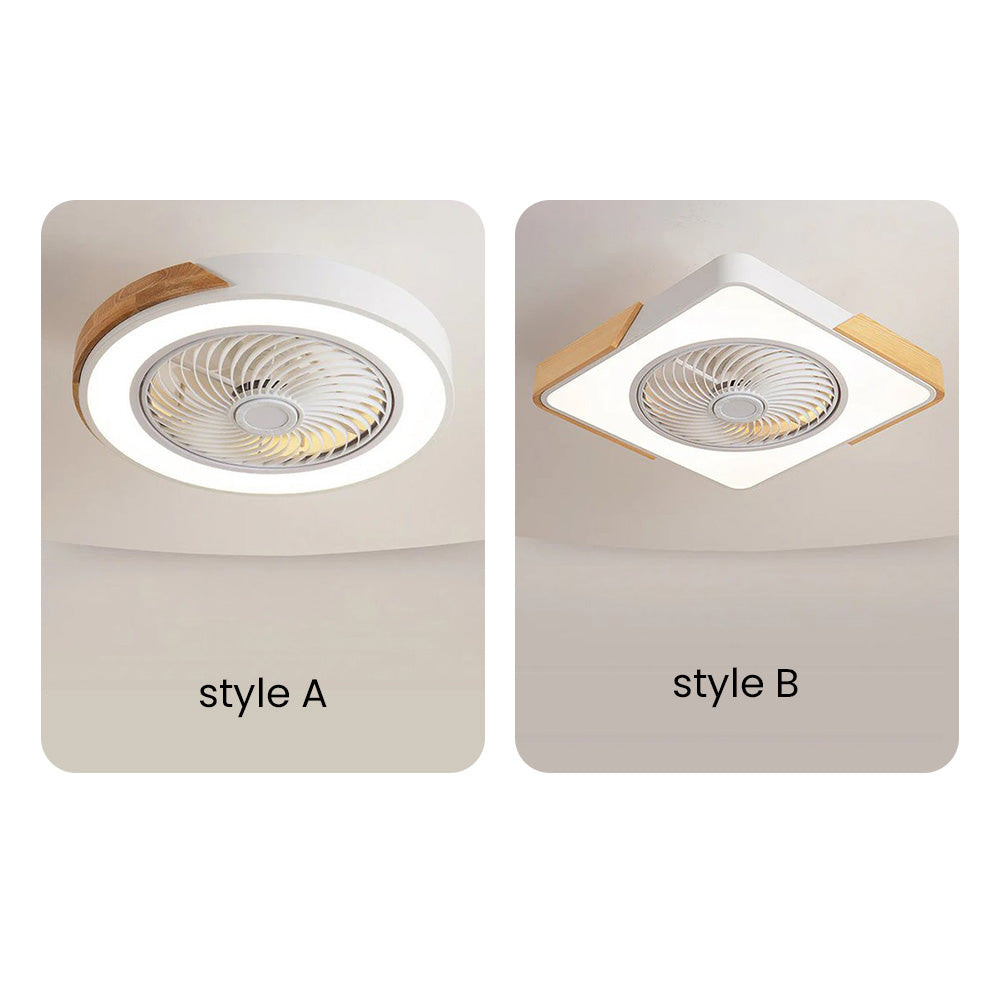 Round Modern Wood Ceiling Fans With LED Lights