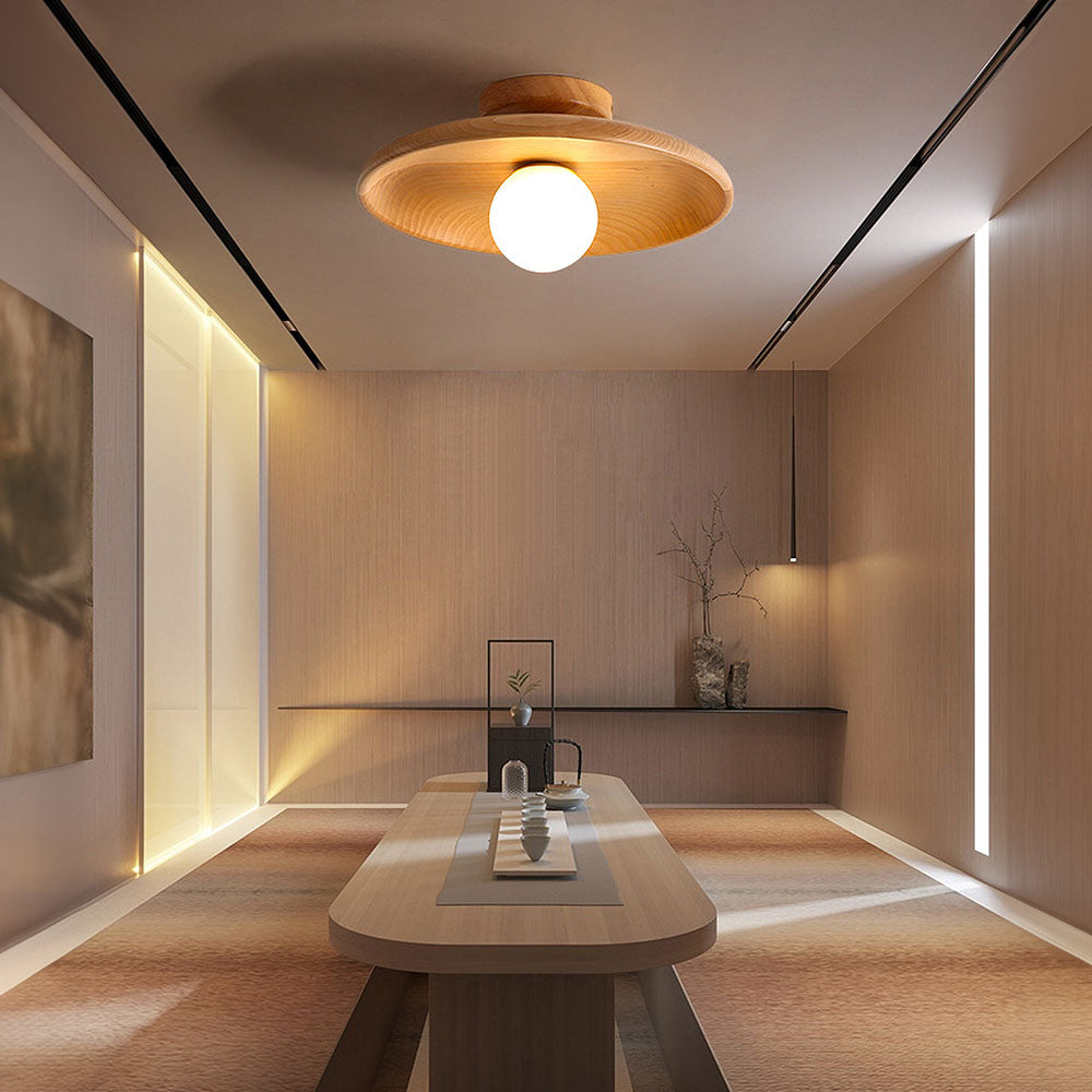 Nordic Wooden Minimalist Round Hallway Ceiling Light