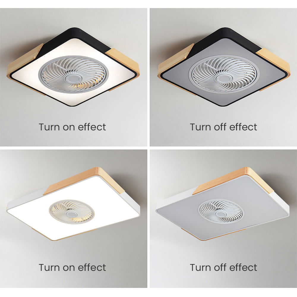 Round Modern Wood Ceiling Fans With LED Lights