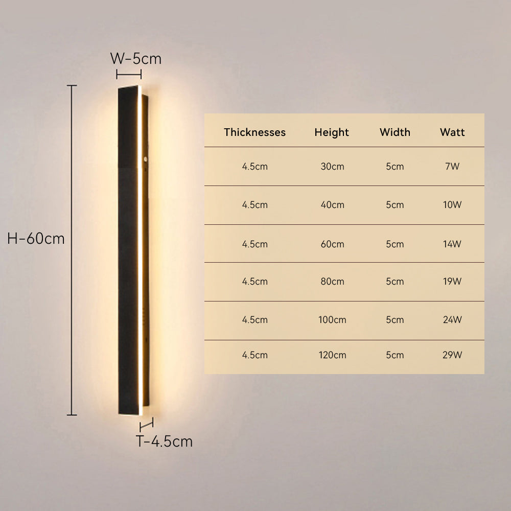 Industrial IP65 Modern Long Black Acrylic LED Outdoor Wall Lights