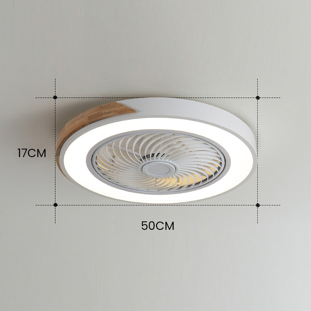 Round Modern Wood Ceiling Fans With LED Lights