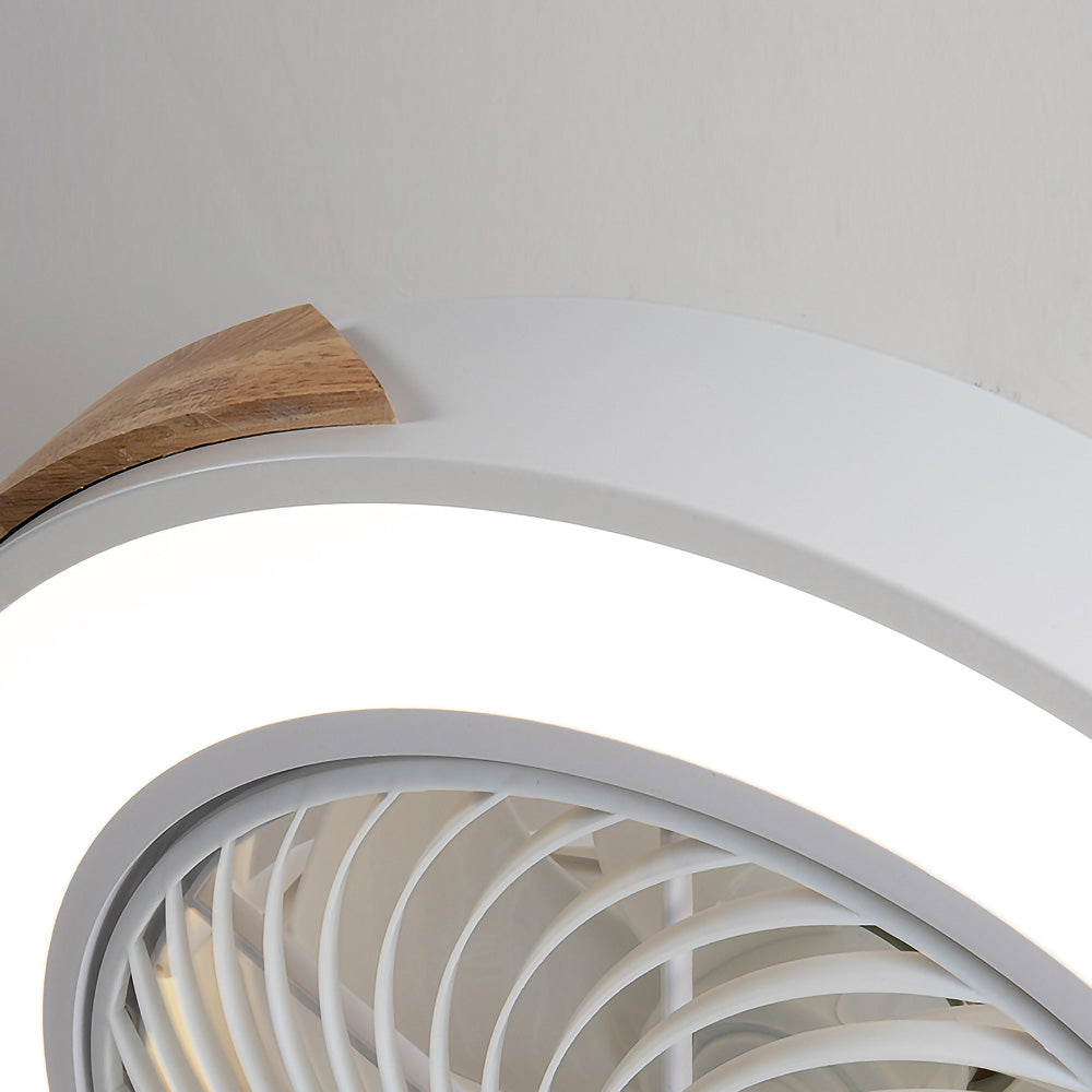 Round Modern Wood Ceiling Fans With LED Lights