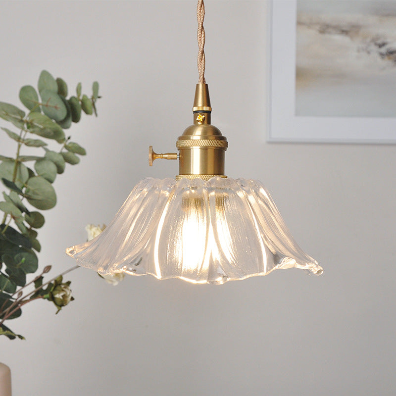 Retro Glass Flower Pendant Light For Dining Room