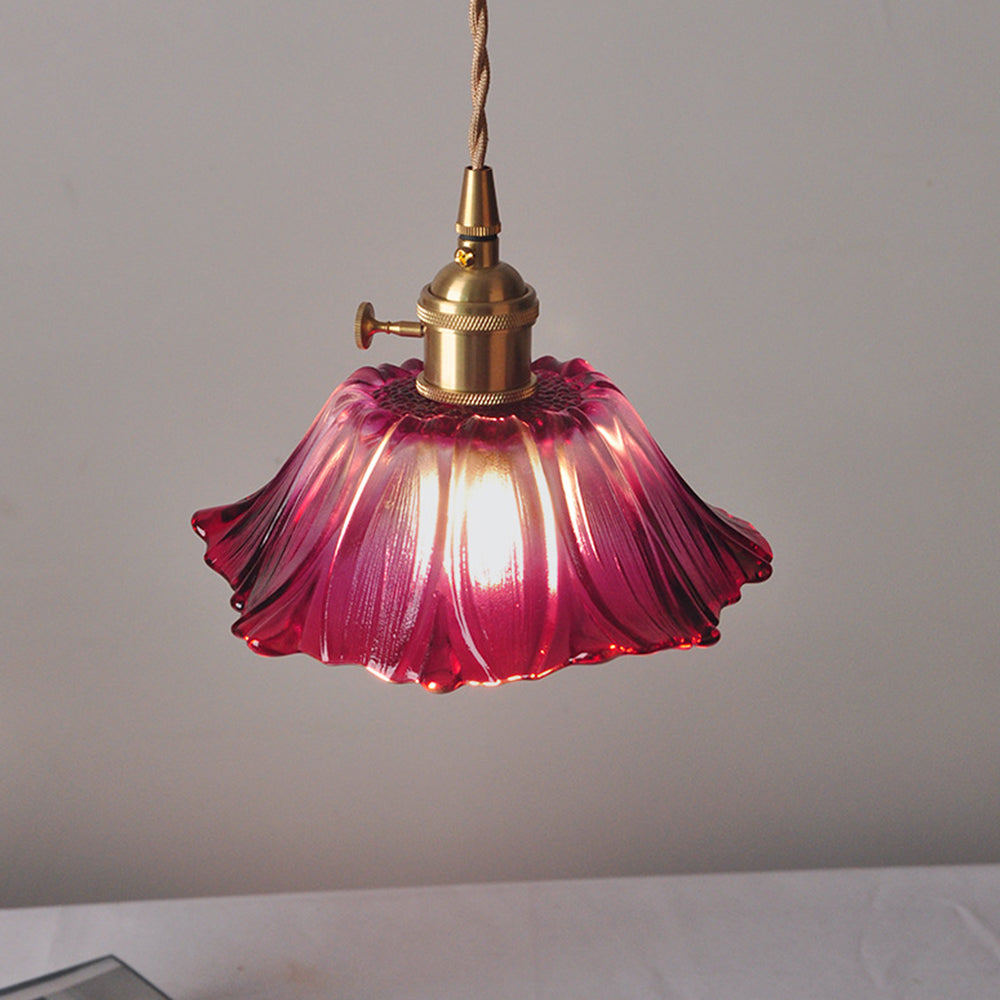 Retro Glass Flower Pendant Light For Dining Room