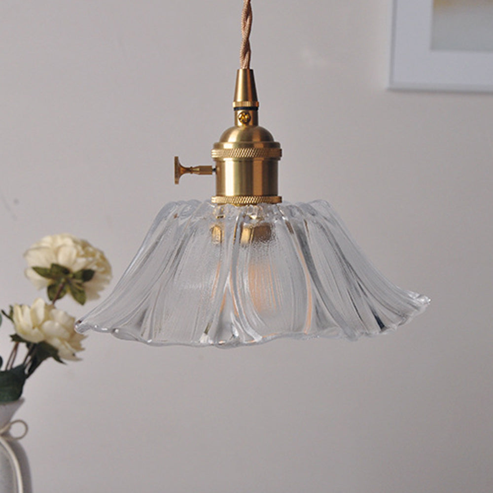 Retro Glass Flower Pendant Light For Dining Room