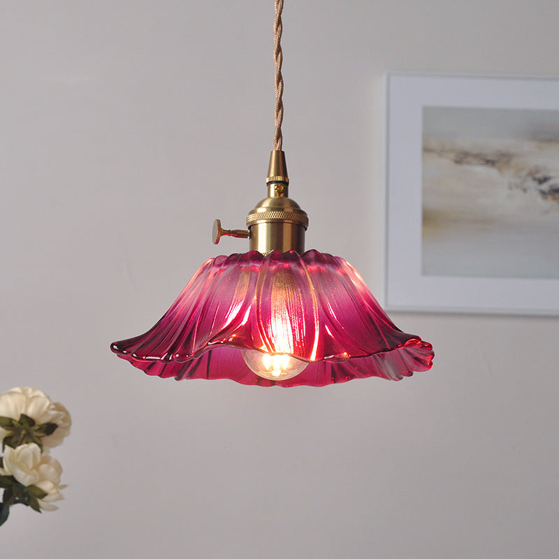 Retro Glass Flower Pendant Light For Dining Room