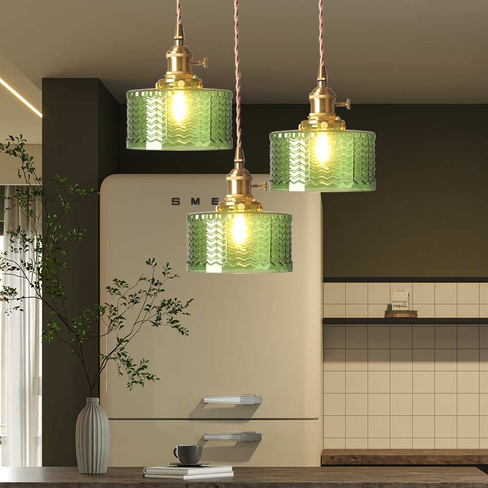 Vintage Cylinder Glass Pendant Light