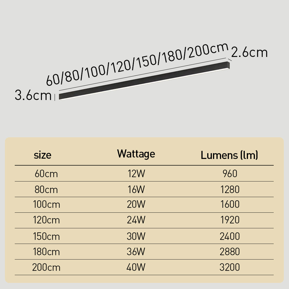 Contemporary Minimalist Long Strip LED Ceiling Lamp