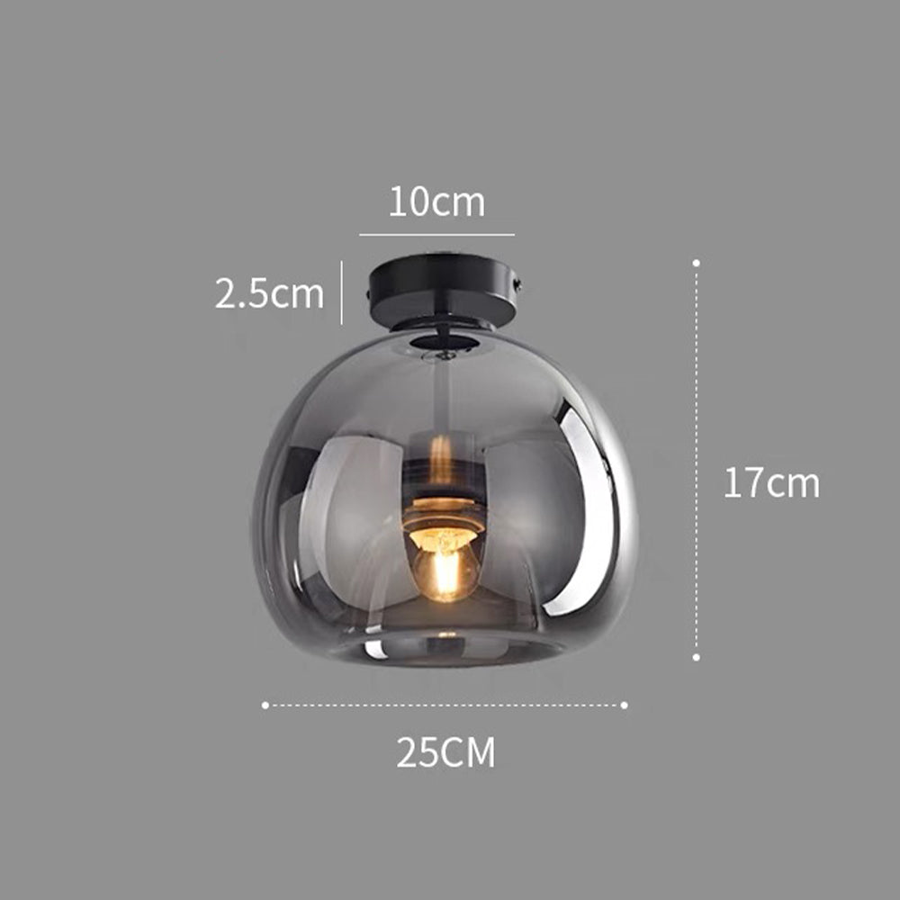 Modern Copper Glass Flush Mount Ceiling Light