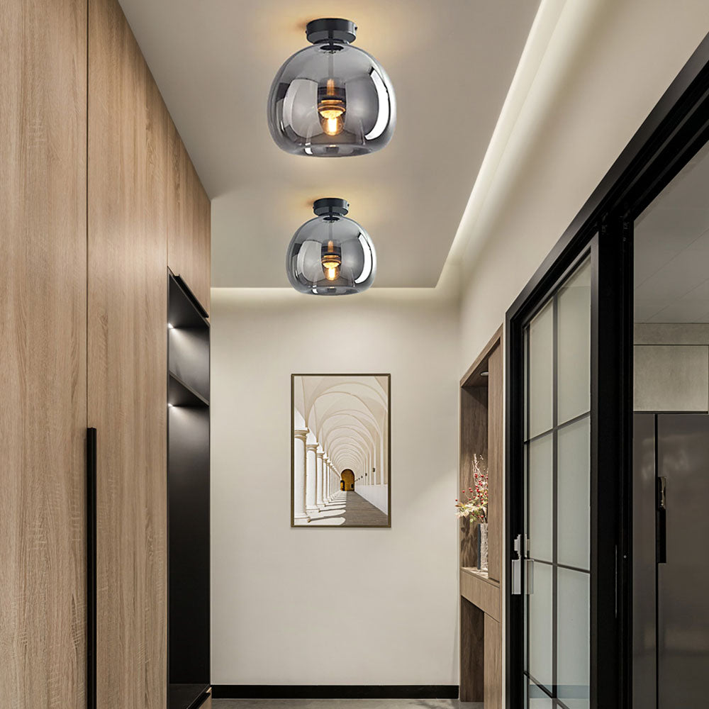 Modern Copper Glass Flush Mount Ceiling Light