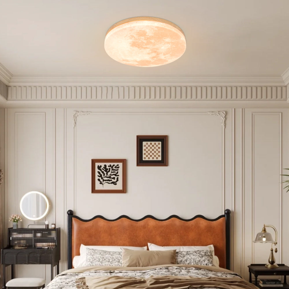 Art Deco Moon Round LED Ceiling Light For Living Room