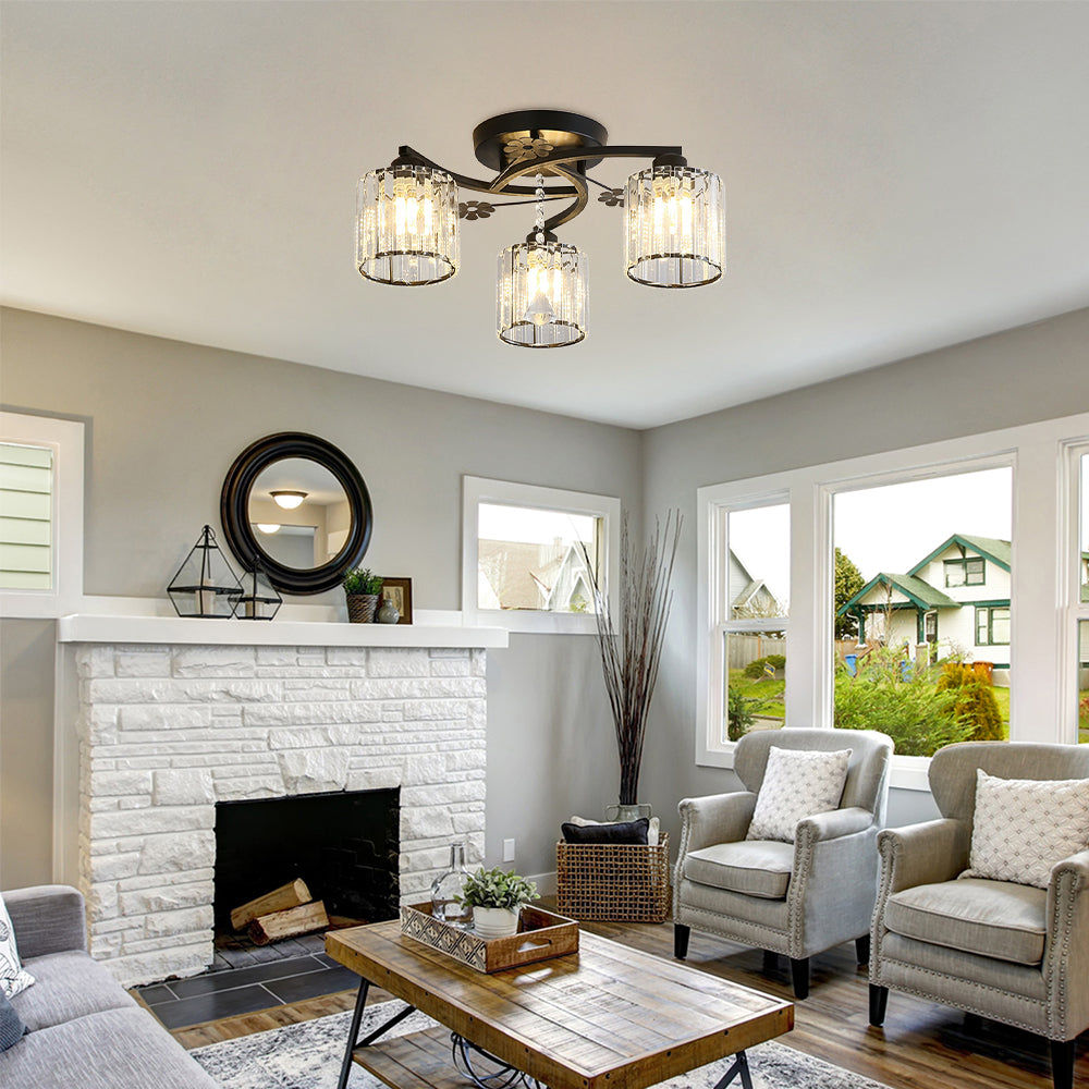 Crystal Luxury Semi Flush Ceiling Light