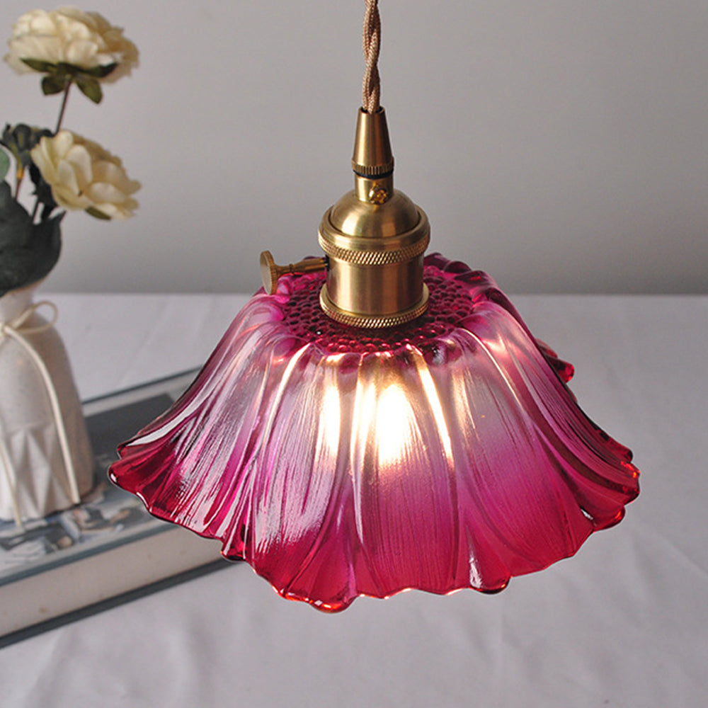 Retro Glass Flower Pendant Light For Dining Room