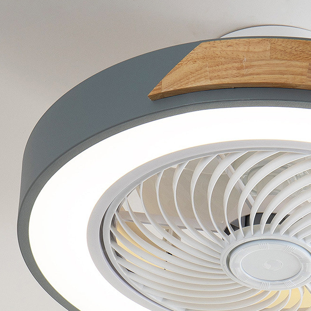 Round Modern Wood Ceiling Fans With LED Lights