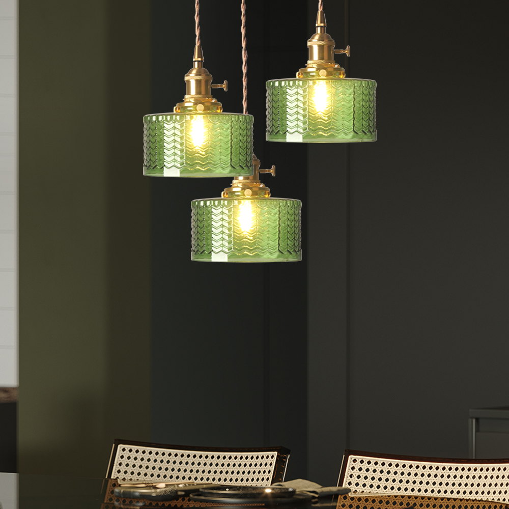 Vintage Cylinder Glass Pendant Light