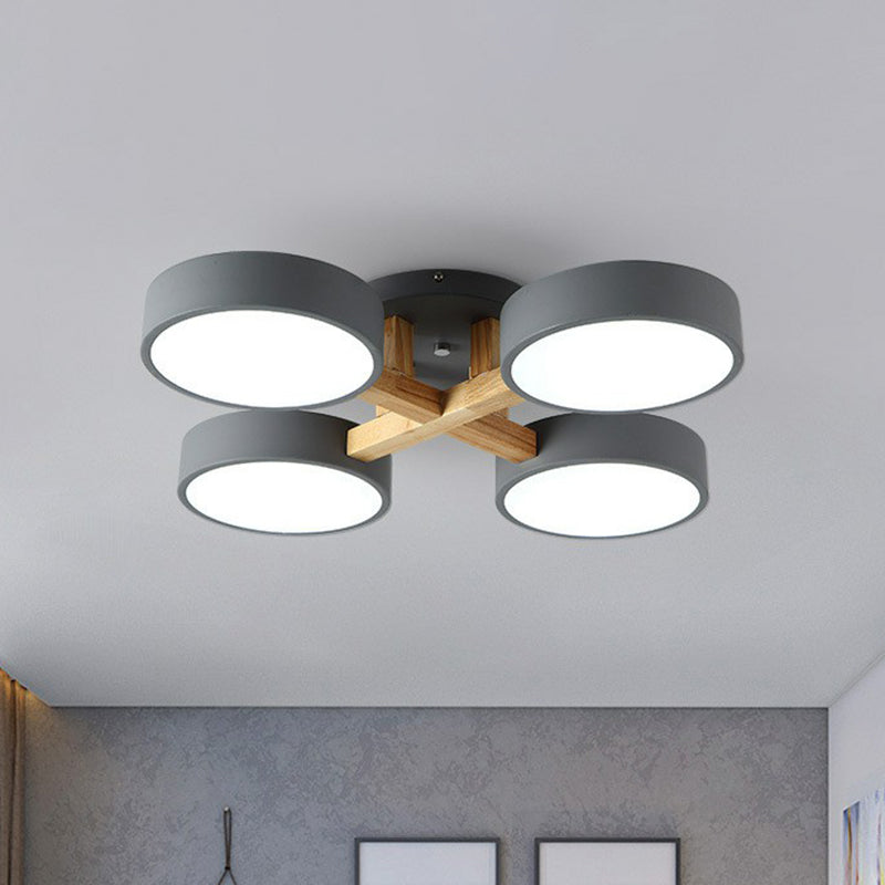Iron Wood Modern LED Bedroom Ceiling Light