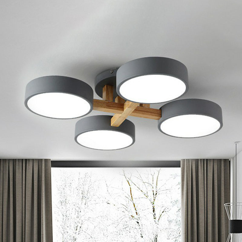 Iron Wood Modern LED Bedroom Ceiling Light