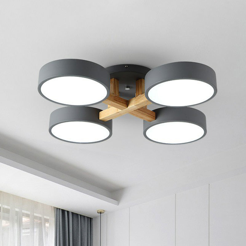 Iron Wood Modern LED Bedroom Ceiling Light