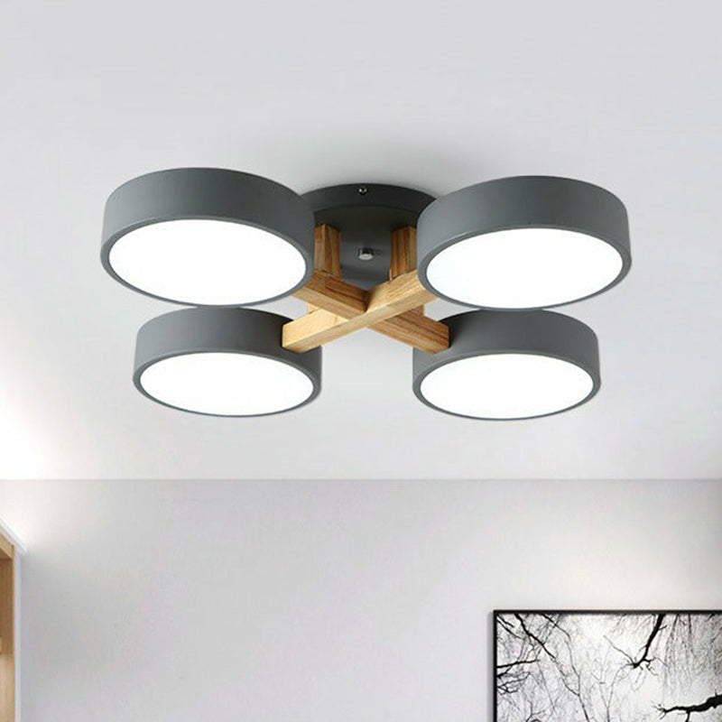 Iron Wood Modern LED Bedroom Ceiling Light
