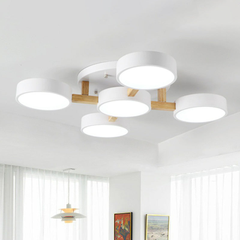 Iron Wood Modern LED Bedroom Ceiling Light