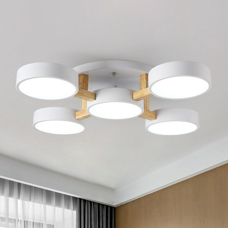 Iron Wood Modern LED Bedroom Ceiling Light