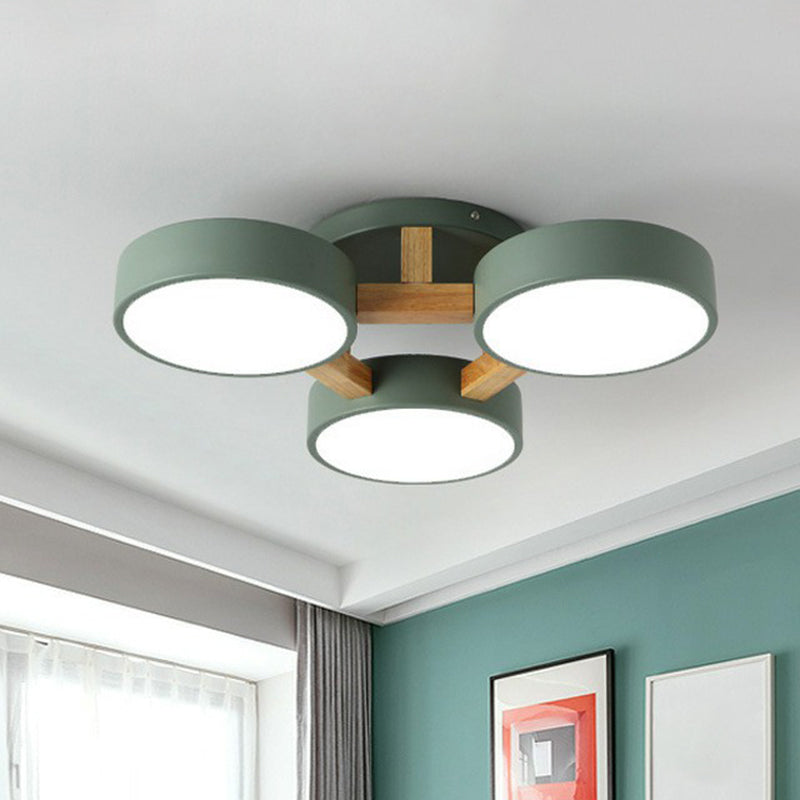 Iron Wood Modern LED Bedroom Ceiling Light
