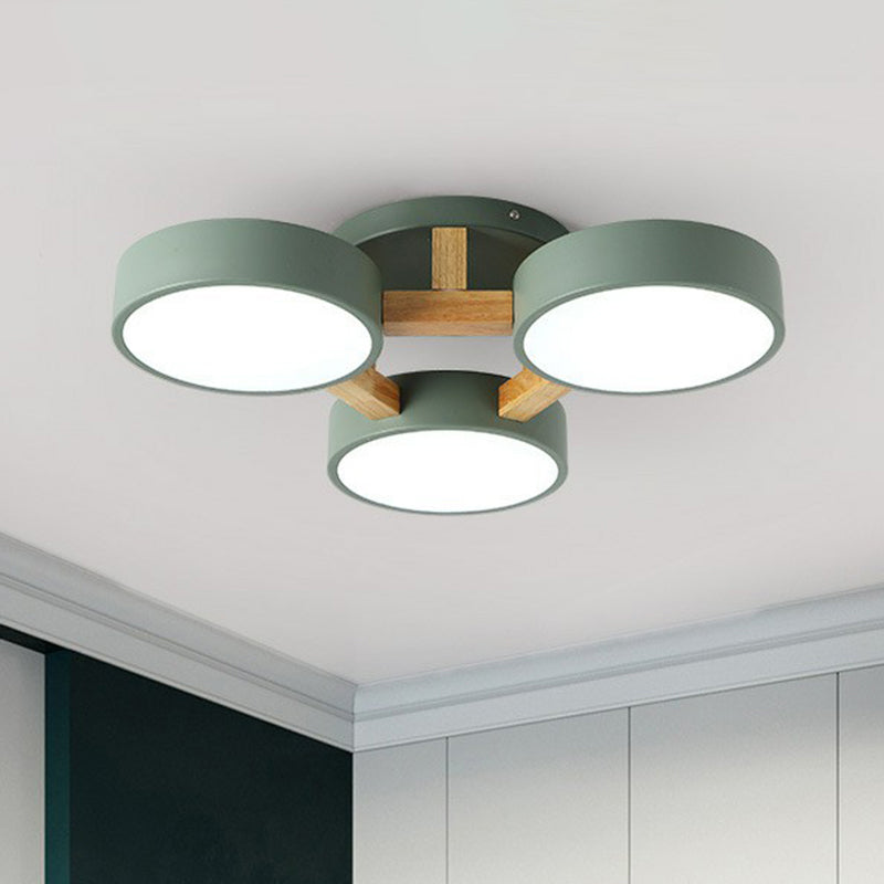 Iron Wood Modern LED Bedroom Ceiling Light