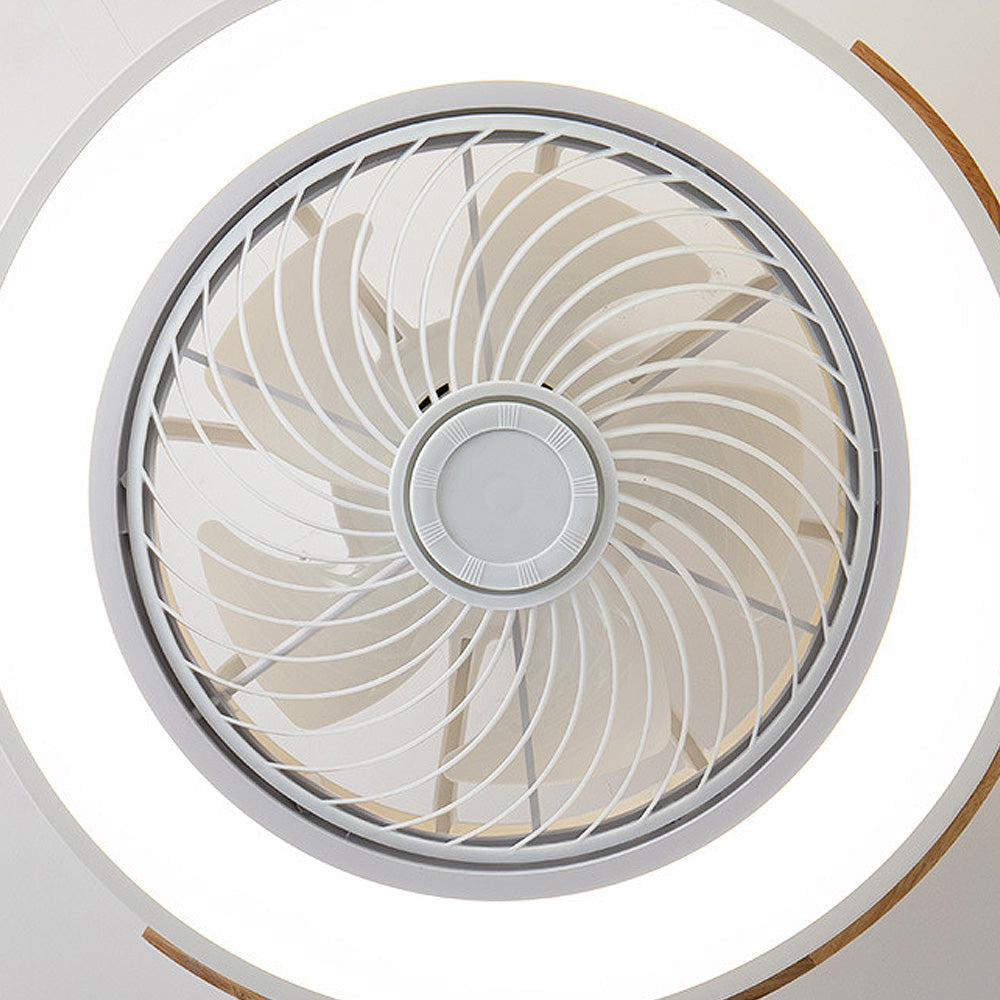 Round Modern Wood Ceiling Fans With LED Lights