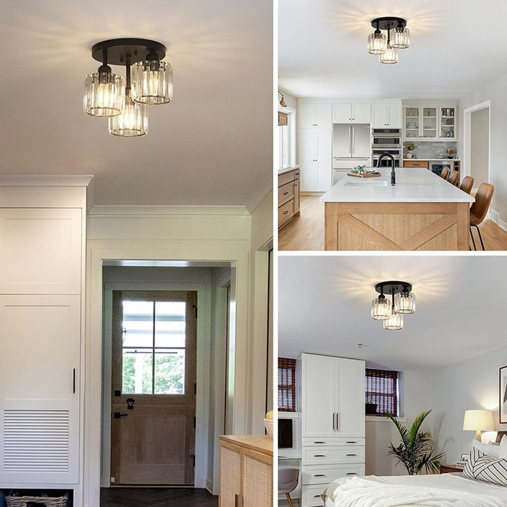 Modern Crystal Semi Flush Mount Bedroom Ceiling Light